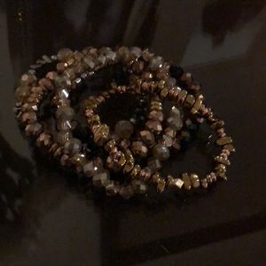 Brown stone stacked bracelet set